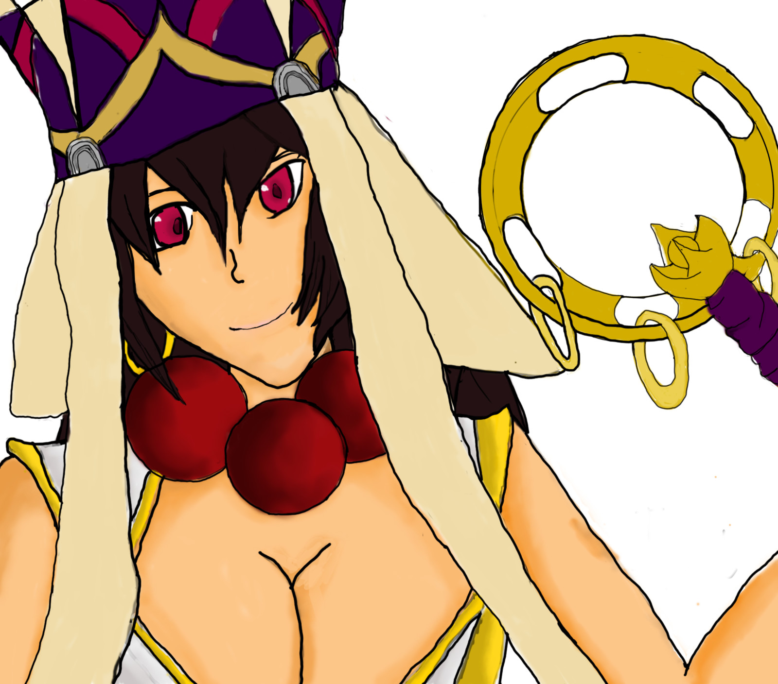 Next I shaded the clothes and the beads (or balls) around her neck.
