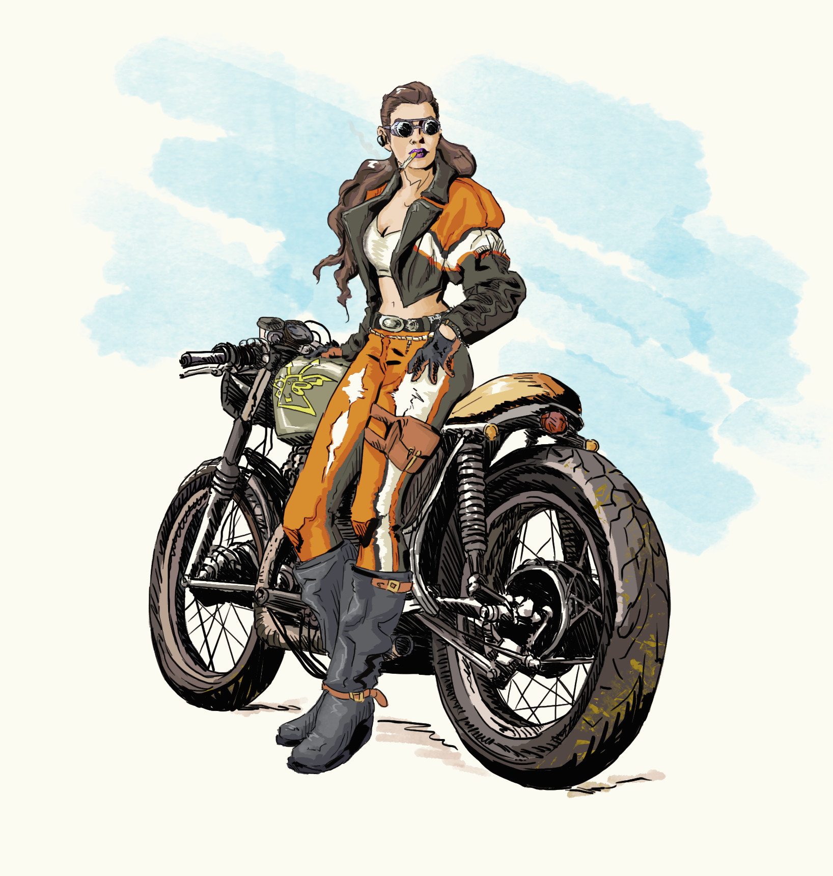 ArtStation - Biker girl - character sketch