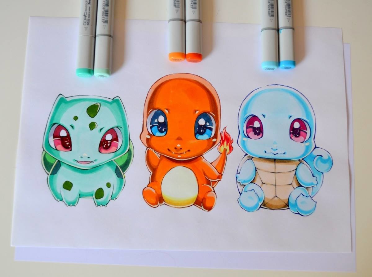 Lighane's Artblog - Kawaii Starters / Pokémon / Copic Marker