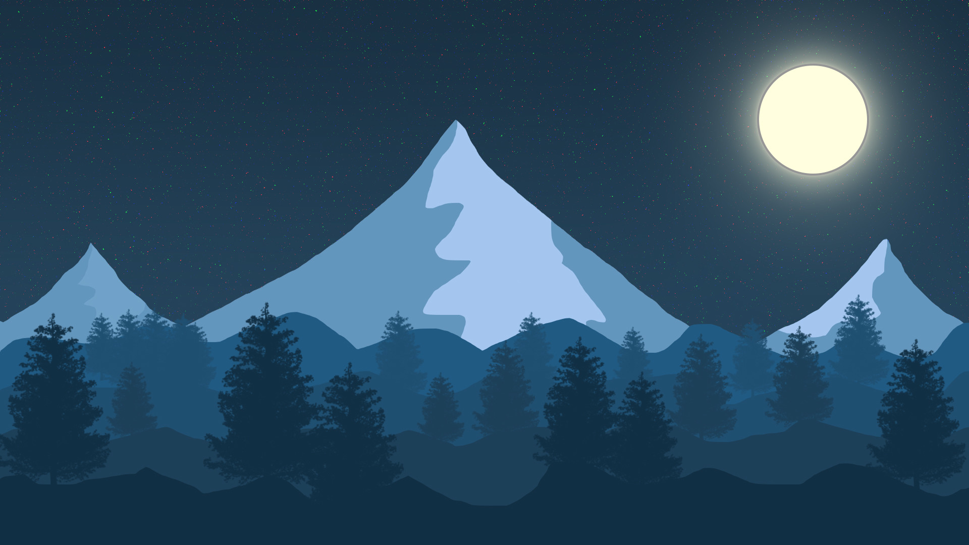 Nikita Savostin Beautiful 2d Drawing Of Forest And Mountains