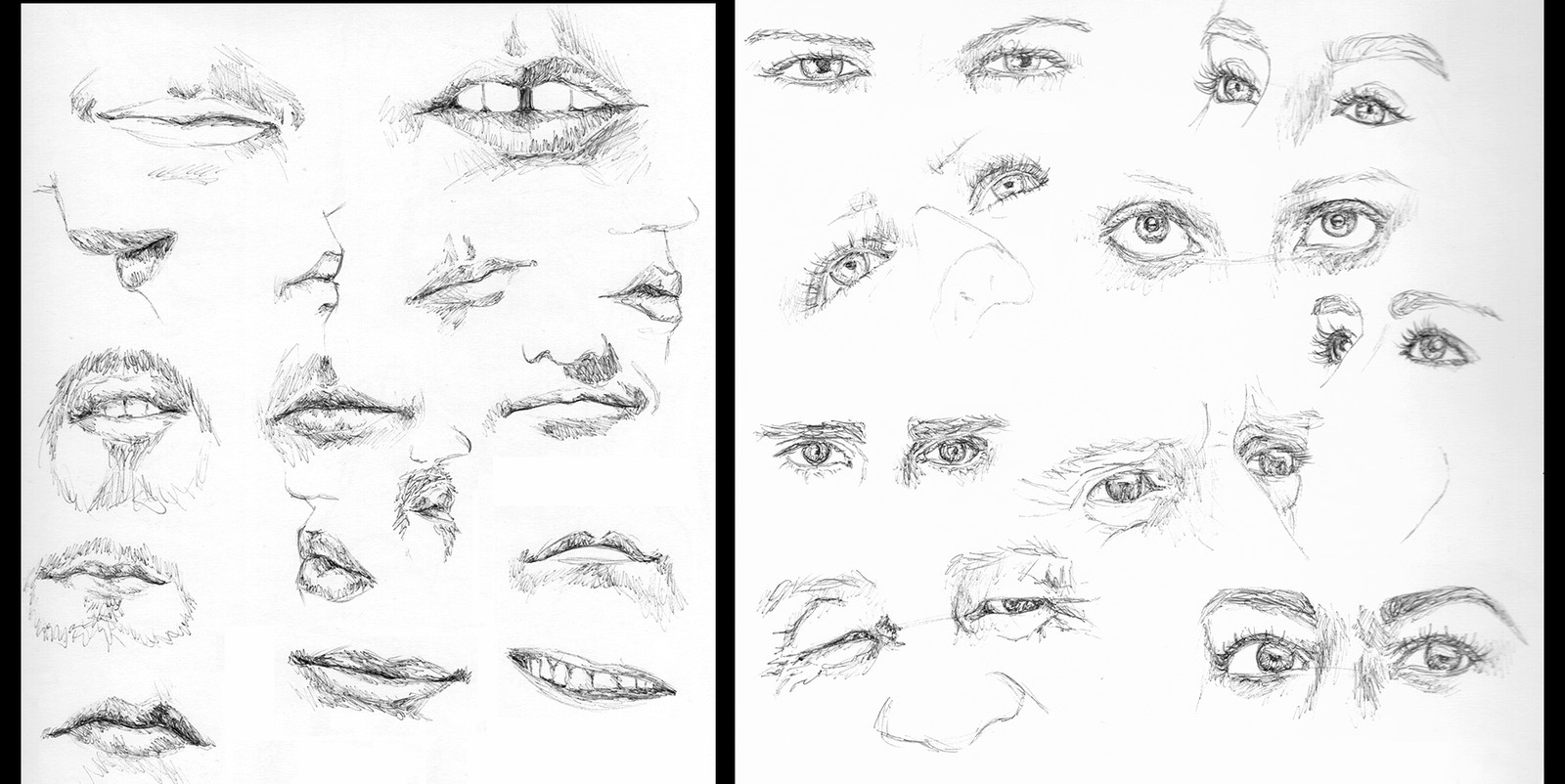 Anatomy practice - Mouths and Eyes