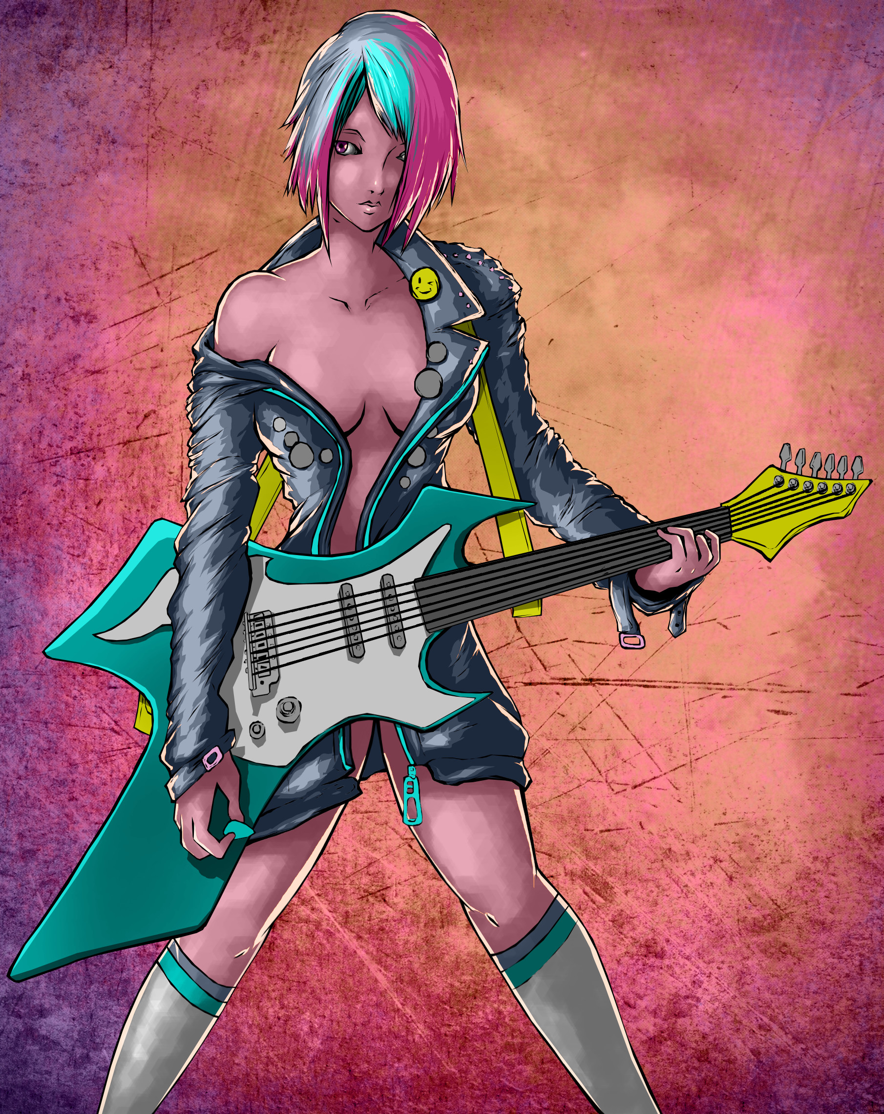 Artstation Digital Painting Girl With Guitar Laszlo Nemeth