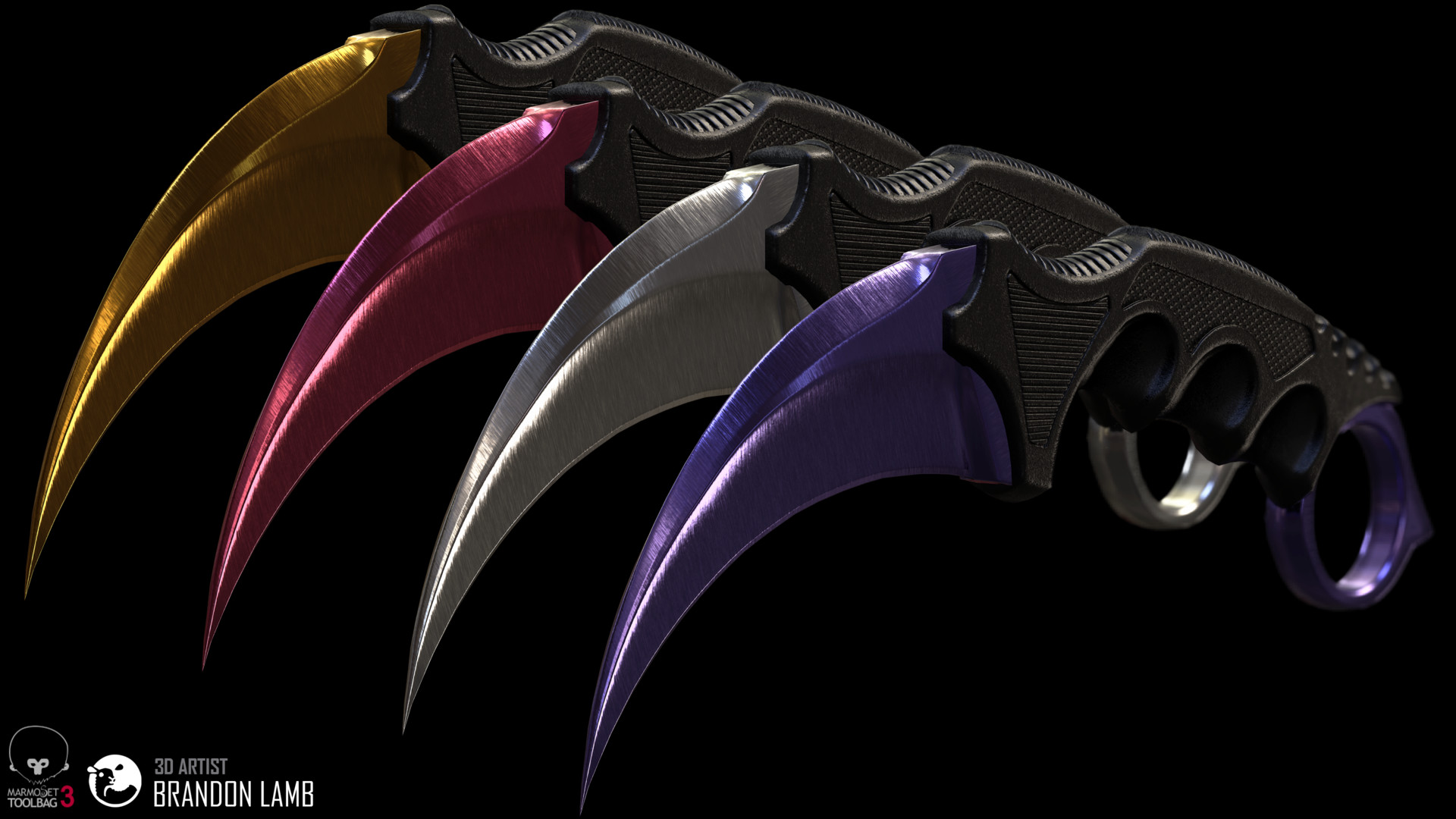 worn karambit knife low poly brandon lamb
