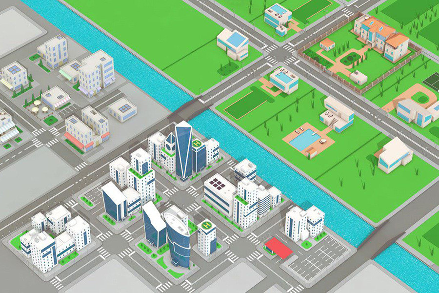 Artstation Low Poly 3d City Game Level Low Poly Lab