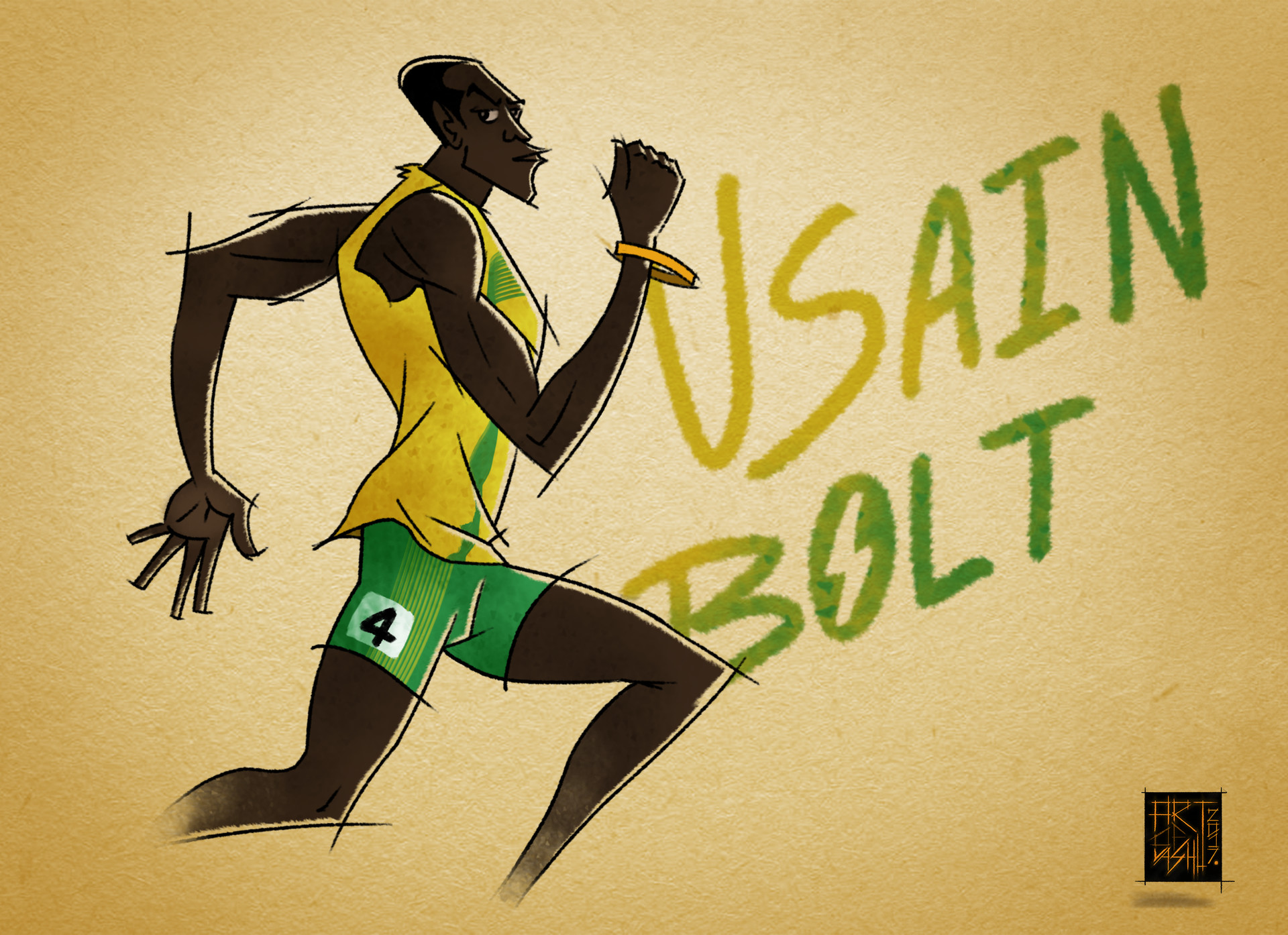 Portrait of Usain Bolt by vega-altair-deneb on Stars Portraits