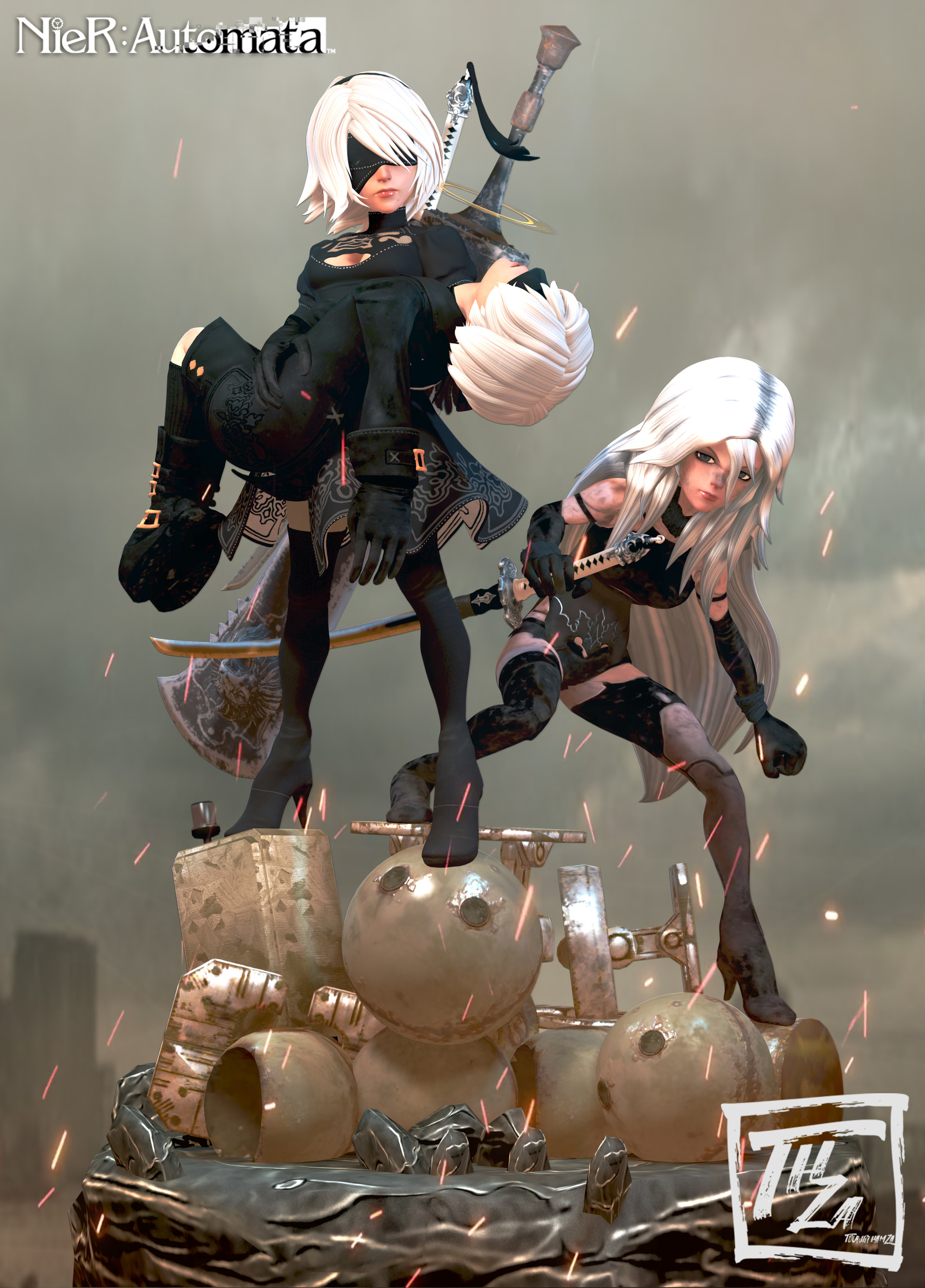 Artstation Nier Automata Mini 3d Collection Hamza Touijri Robot (5 points of articulations) x 1. nier automata mini 3d collection hamza