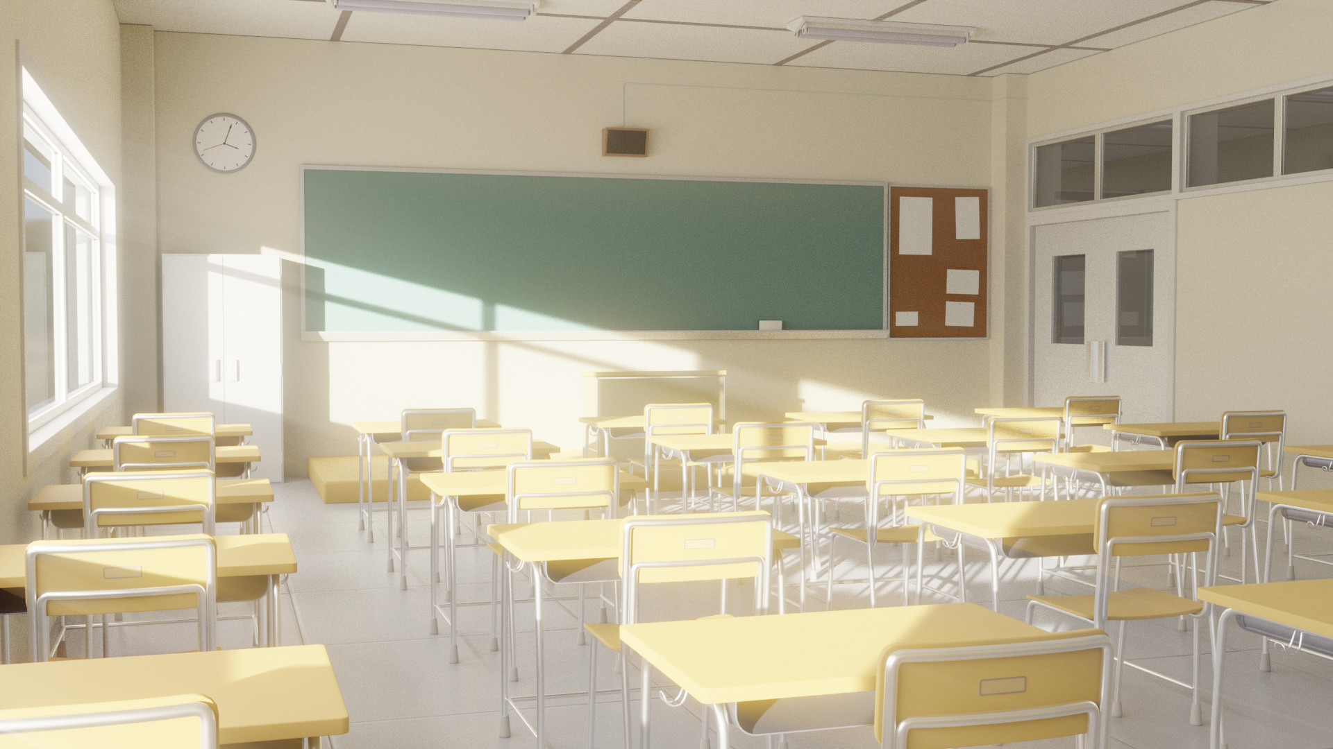 Download Empty Anime Classroom Wallpaper