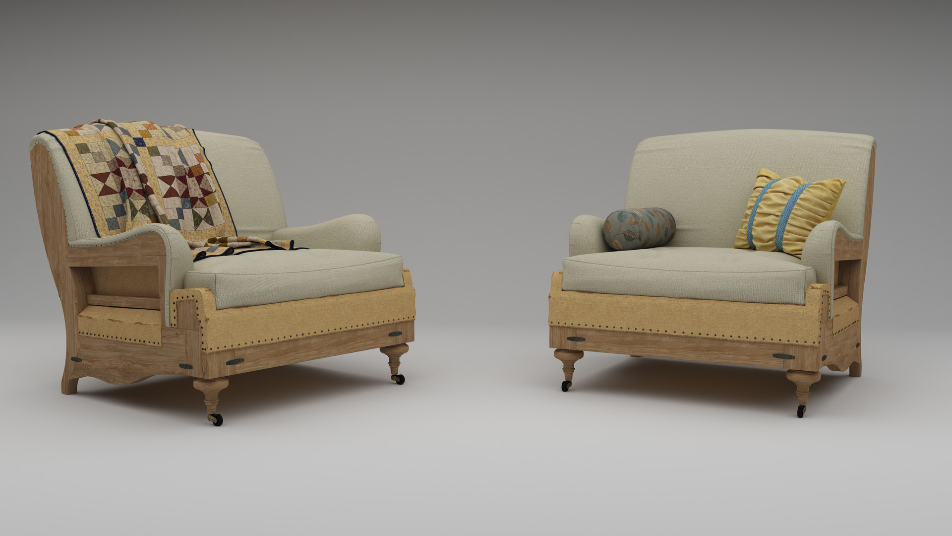 Artstation Deconstructed English Roll Arm Chairs Grant Scott