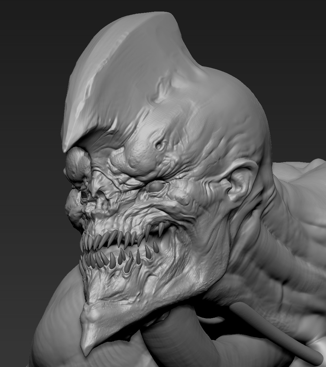 High detail pass on the face to get mood of creature