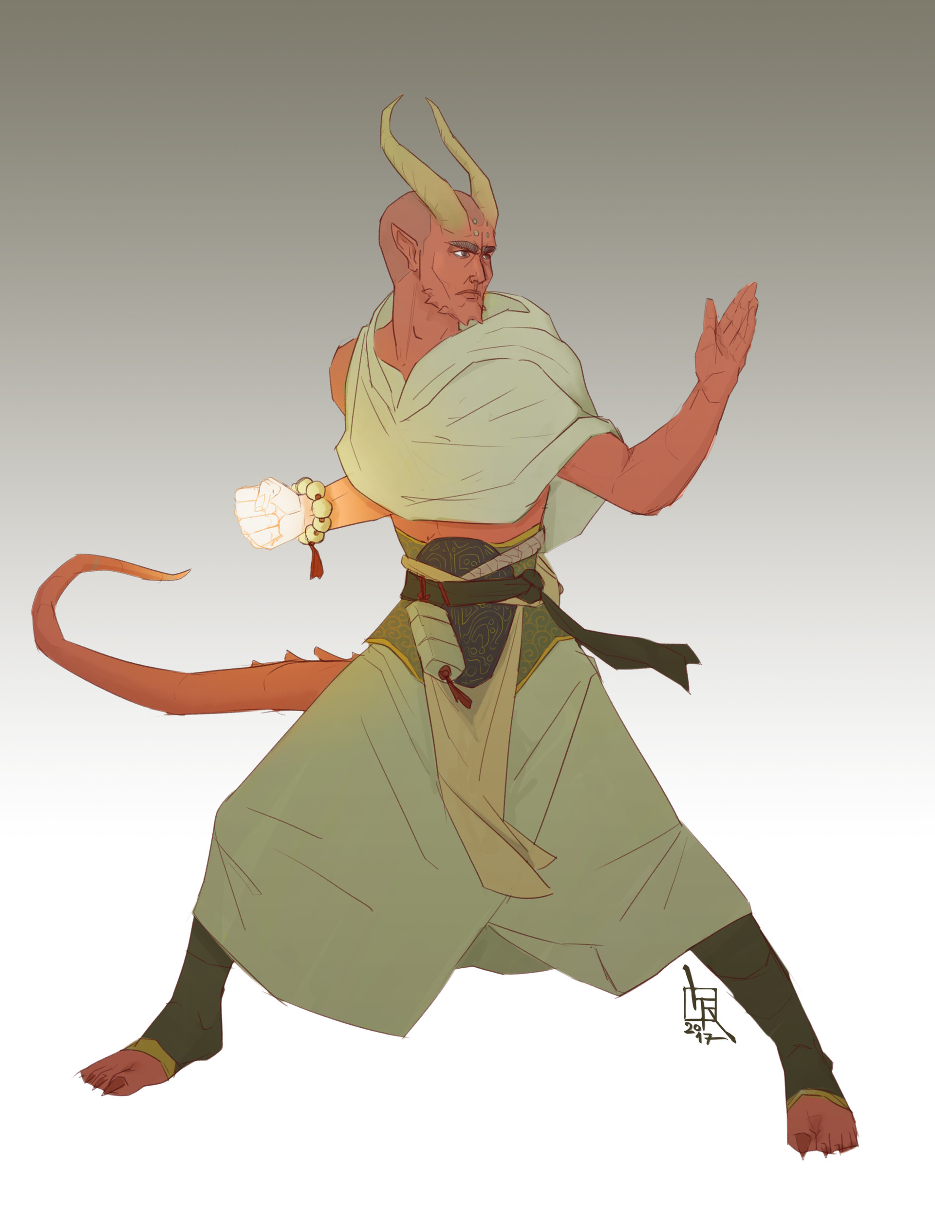 Tiefling Monk, done by request during my livestream on picarto.tv.