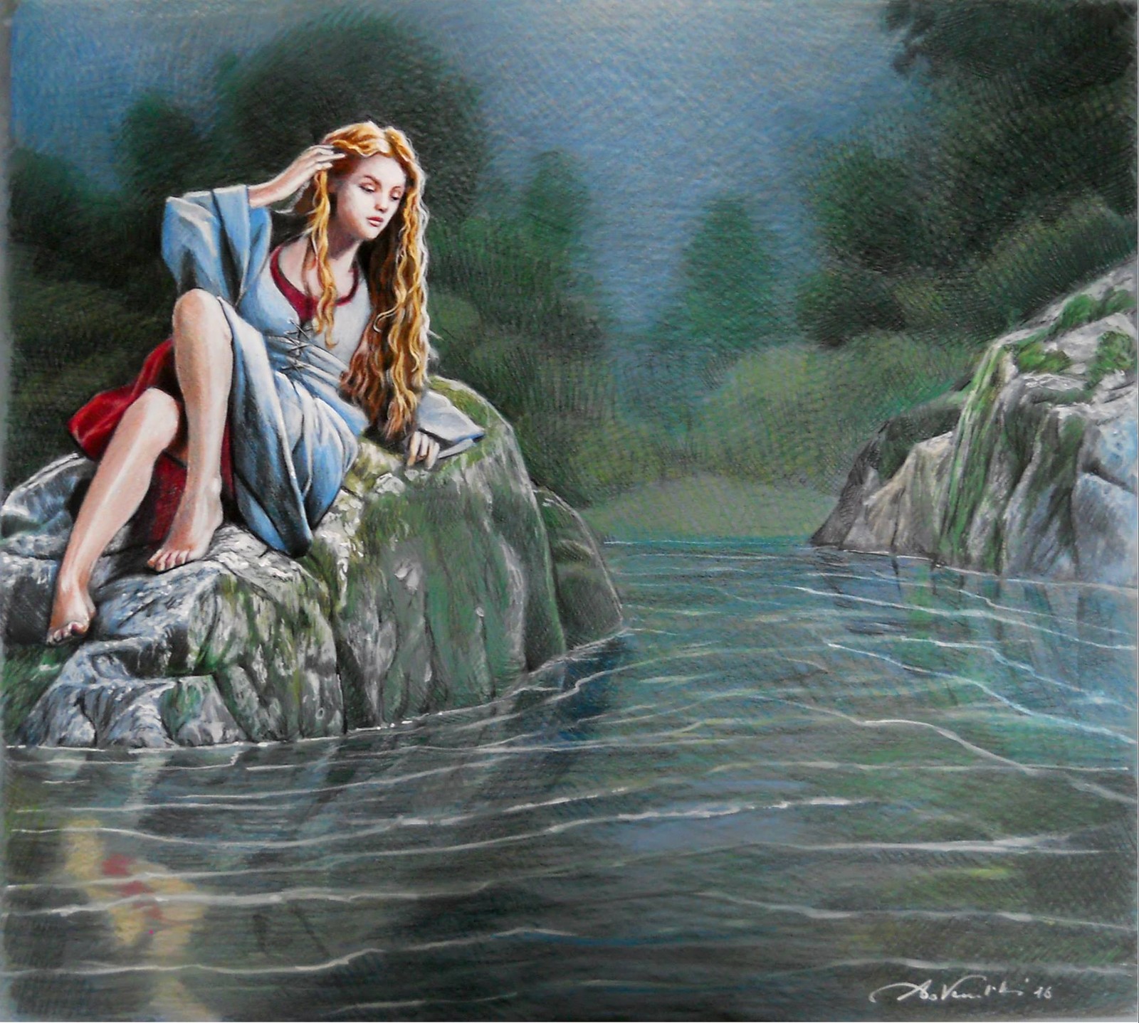 pastel on paper - Laura in riva