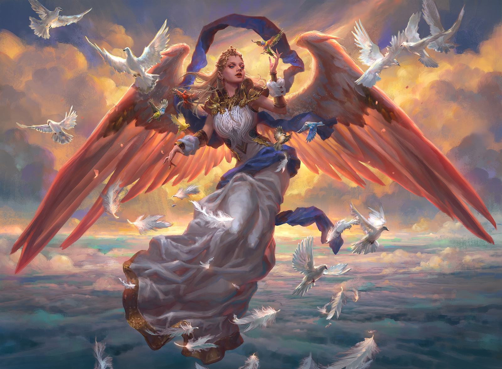 Angel of Dawn for M19 Core Set.
Hope you like it! &lt;3
Thank you for viewing~