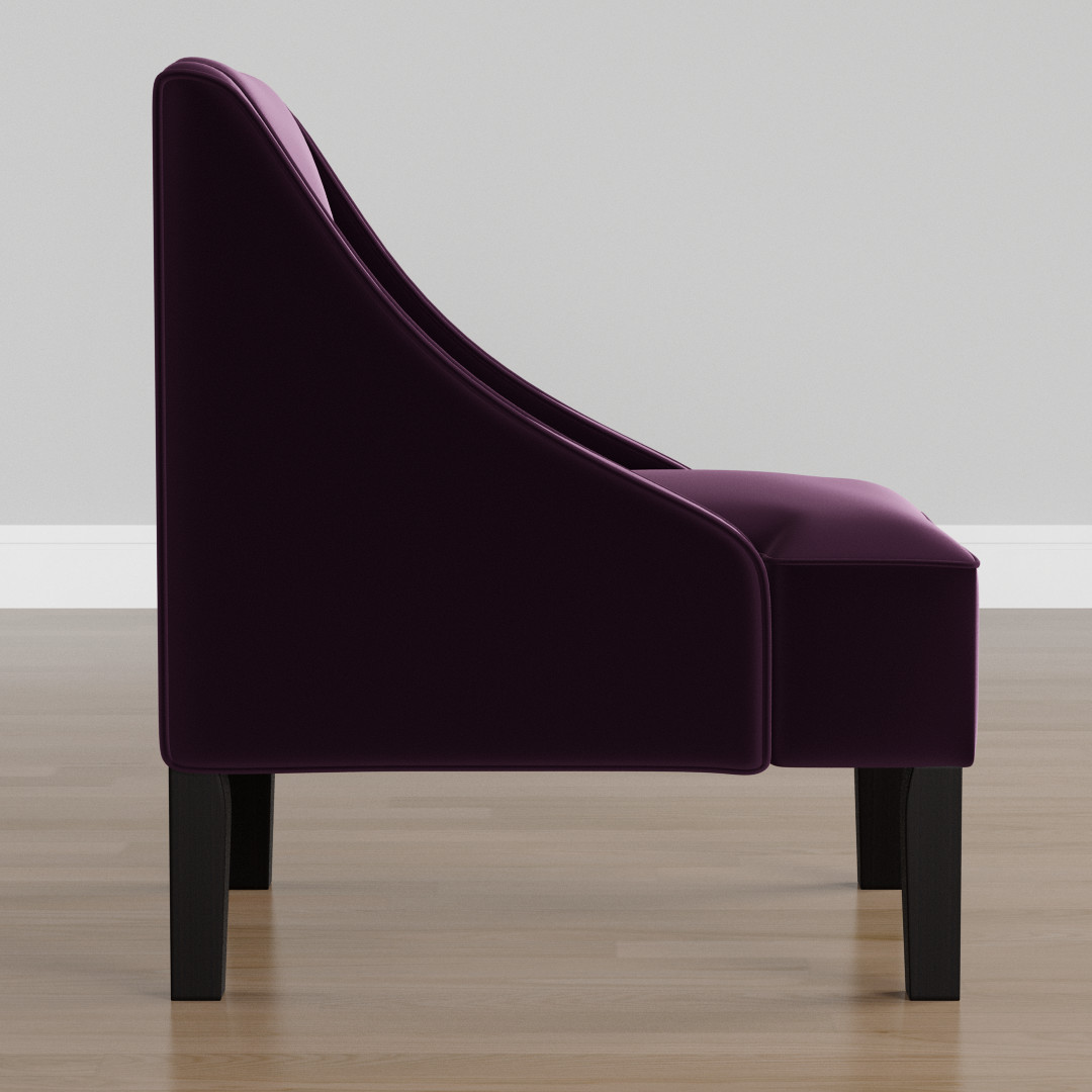 Purvesh Shah Palisade Aubergine Velvet Arm Chair Palisade Aubergine Velvet Arm Chair