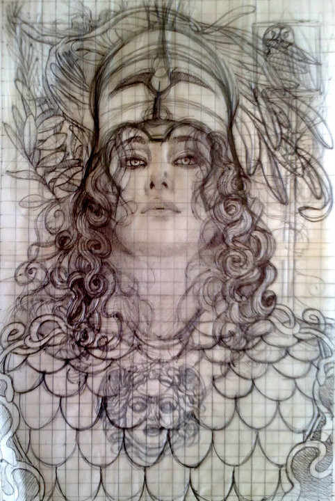 sketch 2 minerva - Athena - pen on paper