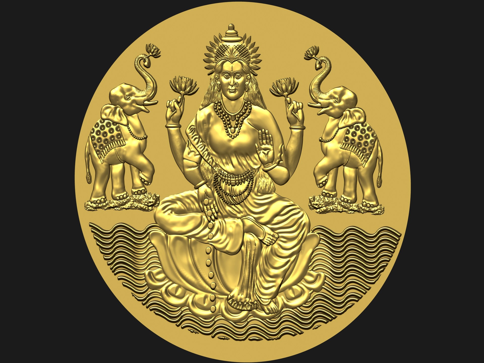 Srinivassan Pondicherry - Shri Lakshmi - Coin CNC relief