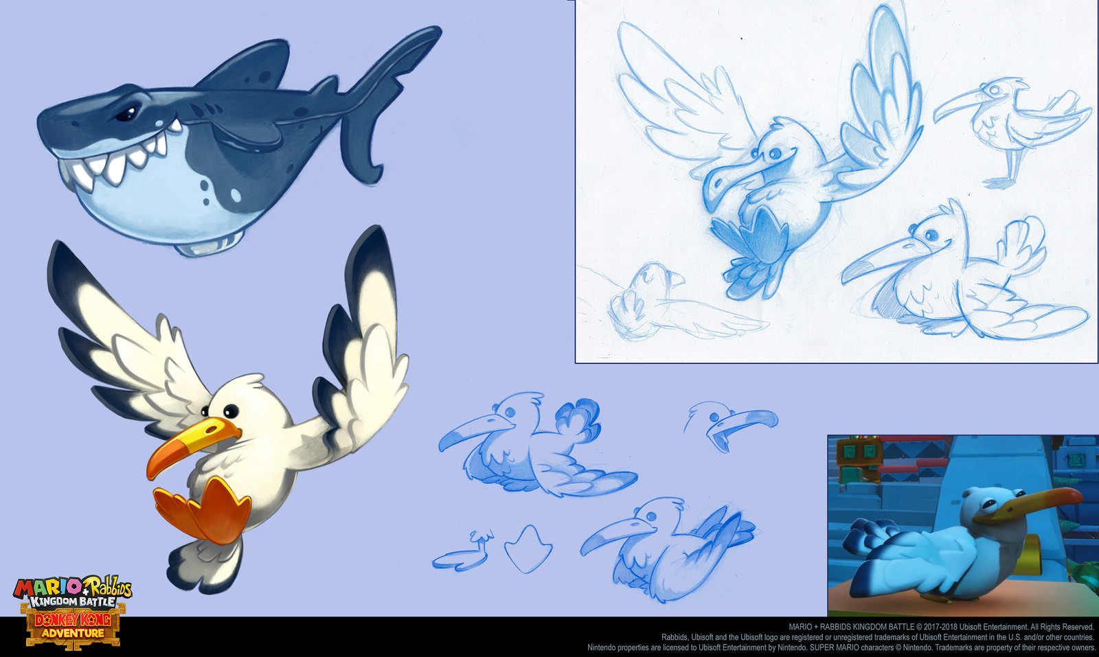 rubber shark and seagull prop