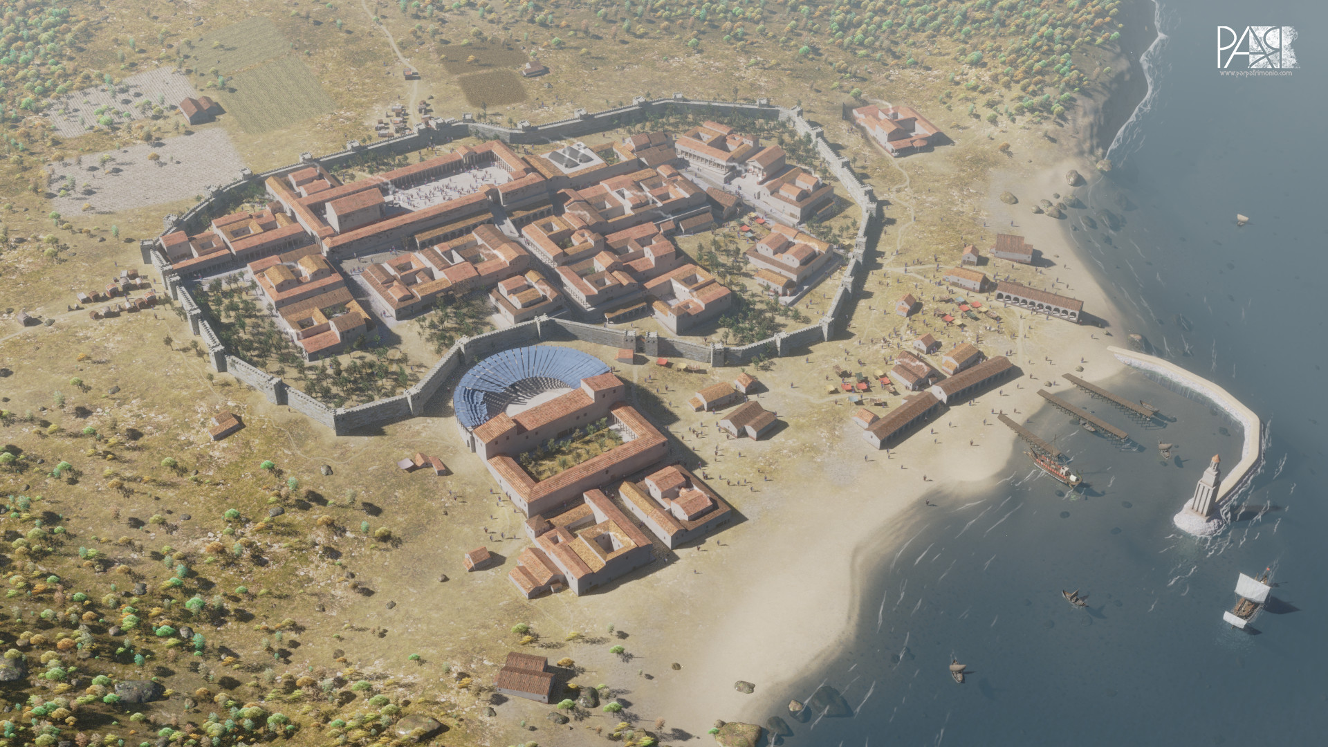 Pablo Aparicio Resco - Recreación de una ciudad romana con puerto de mar