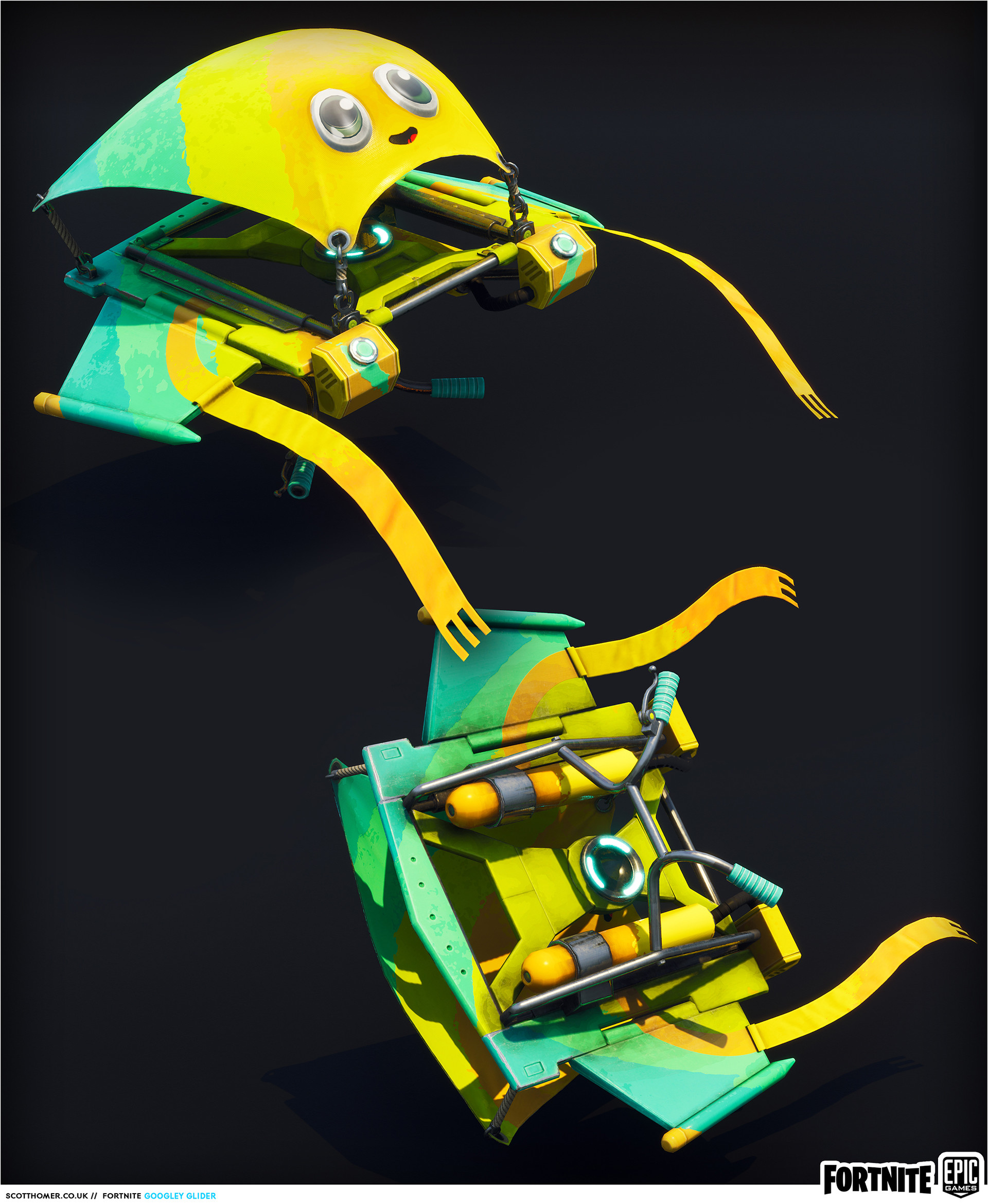 the googly glider skin textures and attachments the original glider model was created by andrew kincaid - homer fortnite skin