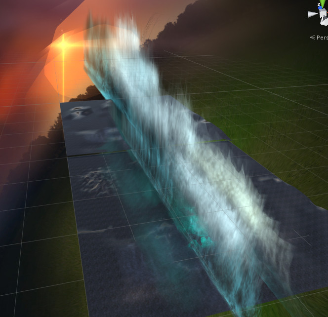 Adding in the top of the water, with the foam and stuff.
