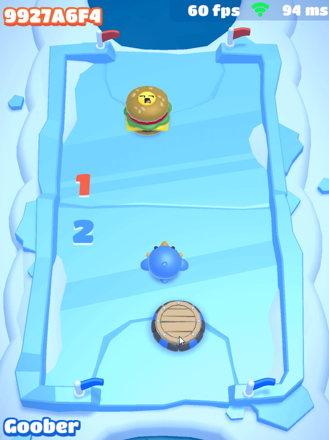 Gameplay is that of air hockey, with a meta game similar to Golf Clash.