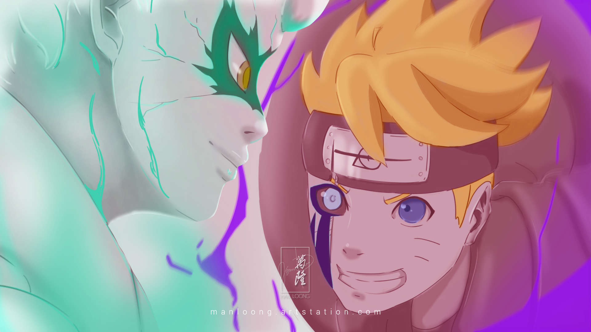 The character in the artwork are Boruto and Mitsuki in sage mode. 
