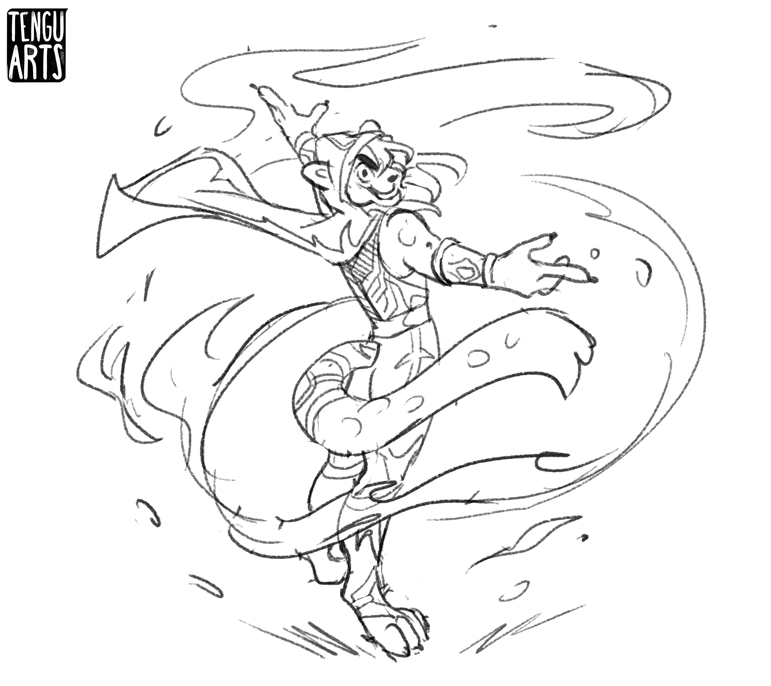 Sketch: I tried my best to do a dynamic pose with this one. 