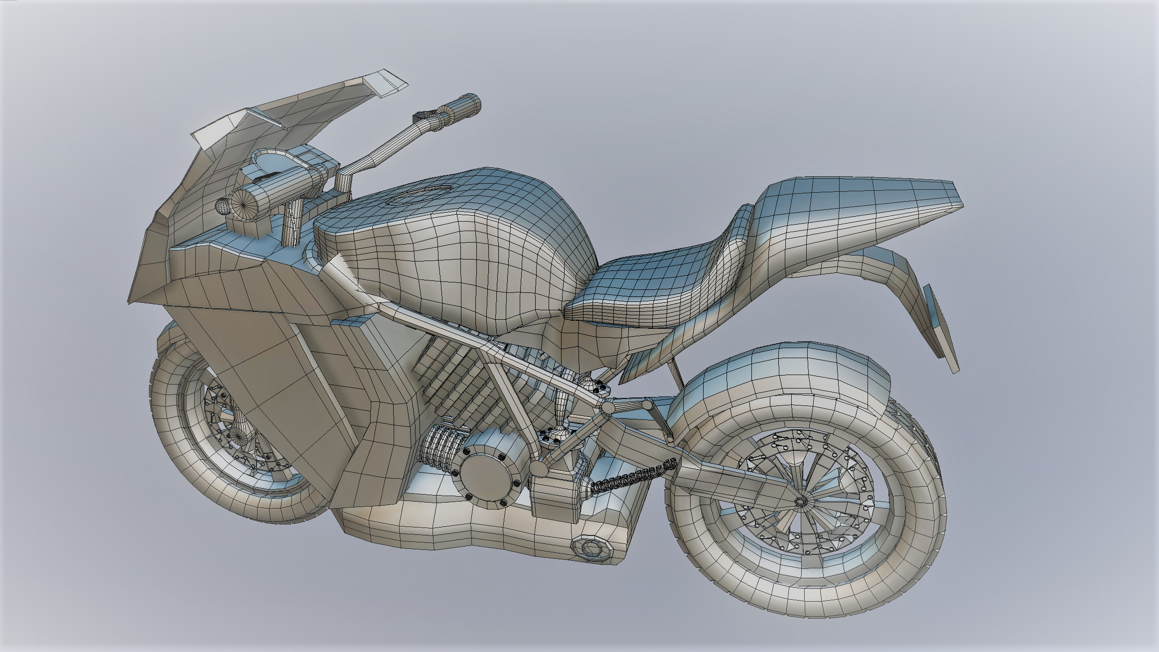 The actual Topology used and i forgot to bevel and uv-map before starting texturing but its okay i have luckily pulled off with a cool custom paint job