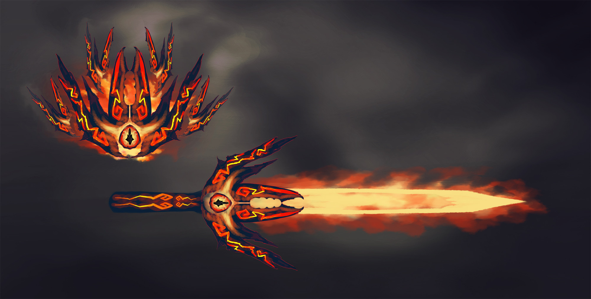 Initial sketch for the fire great shield / sword