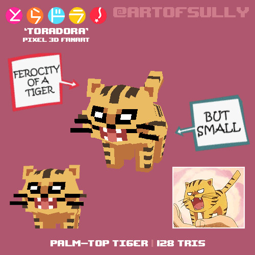 Palm-Top Tiger ('Toradora' lowpoly pixel fanart)