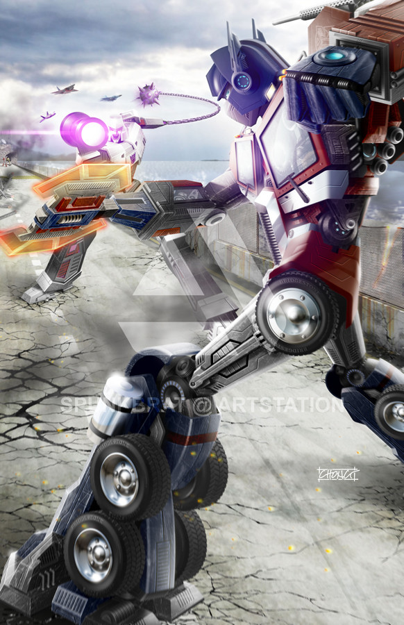 artstation optimus prime vs megatron