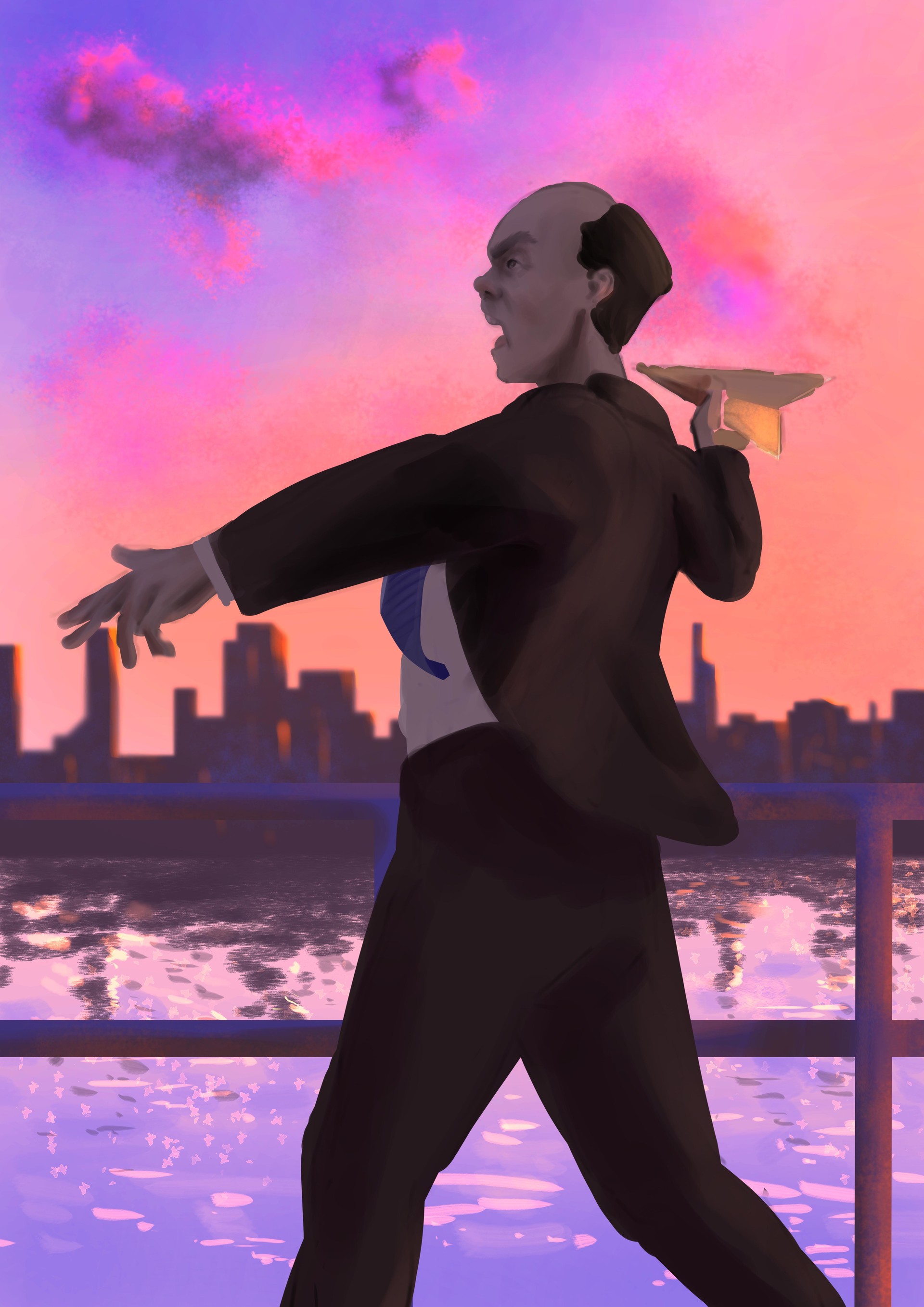 Artstation 夕空の紙飛行機