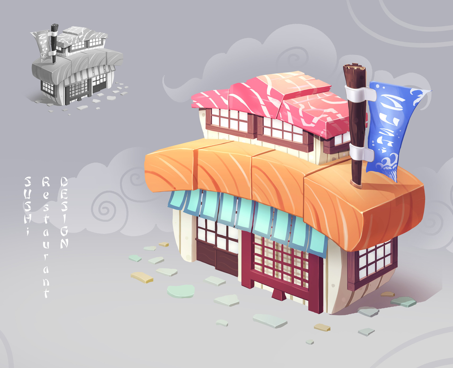 David Dan Tan Sushi Restaurant Mobile Game Asset