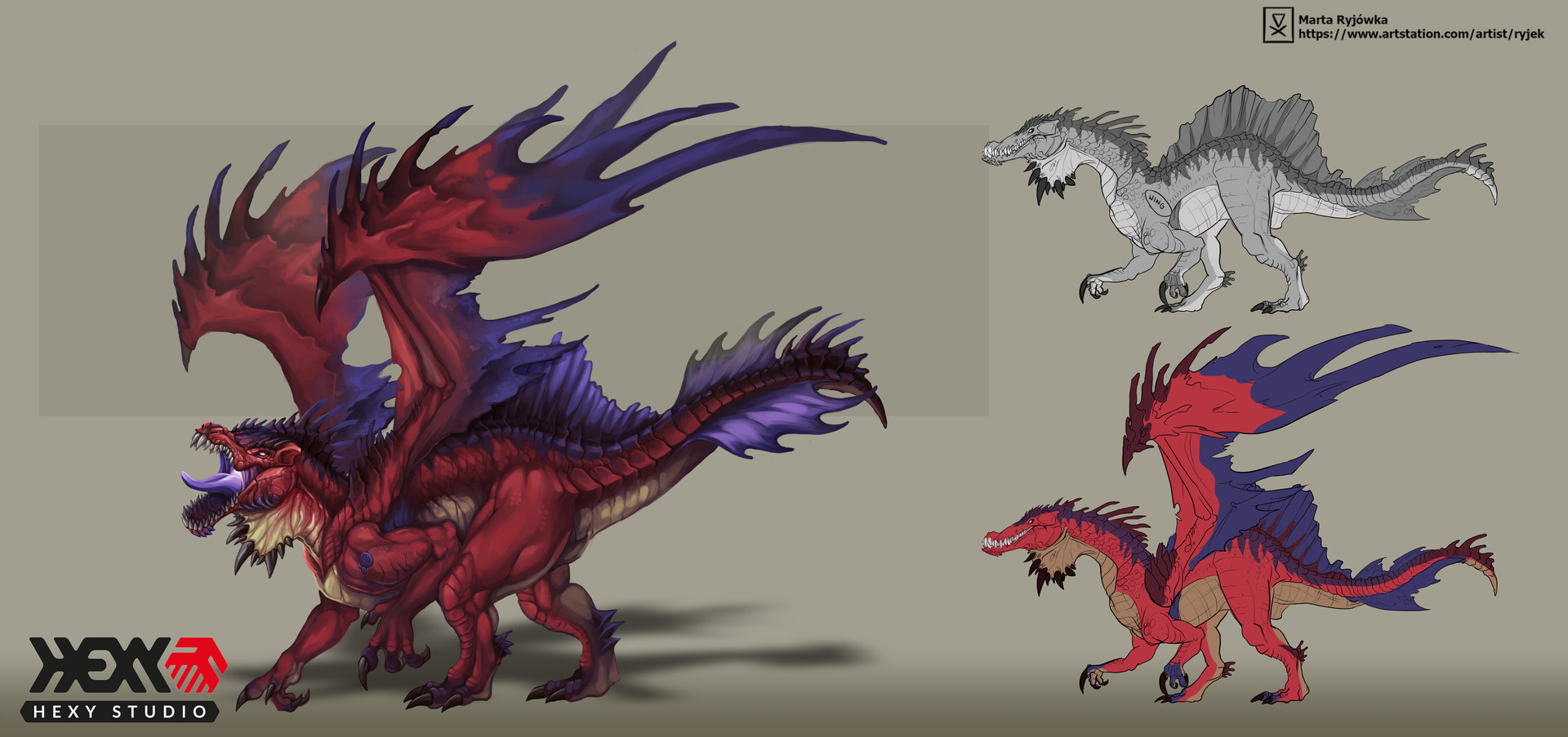 Artstation Red Dragons Family Marta Ryjowka
