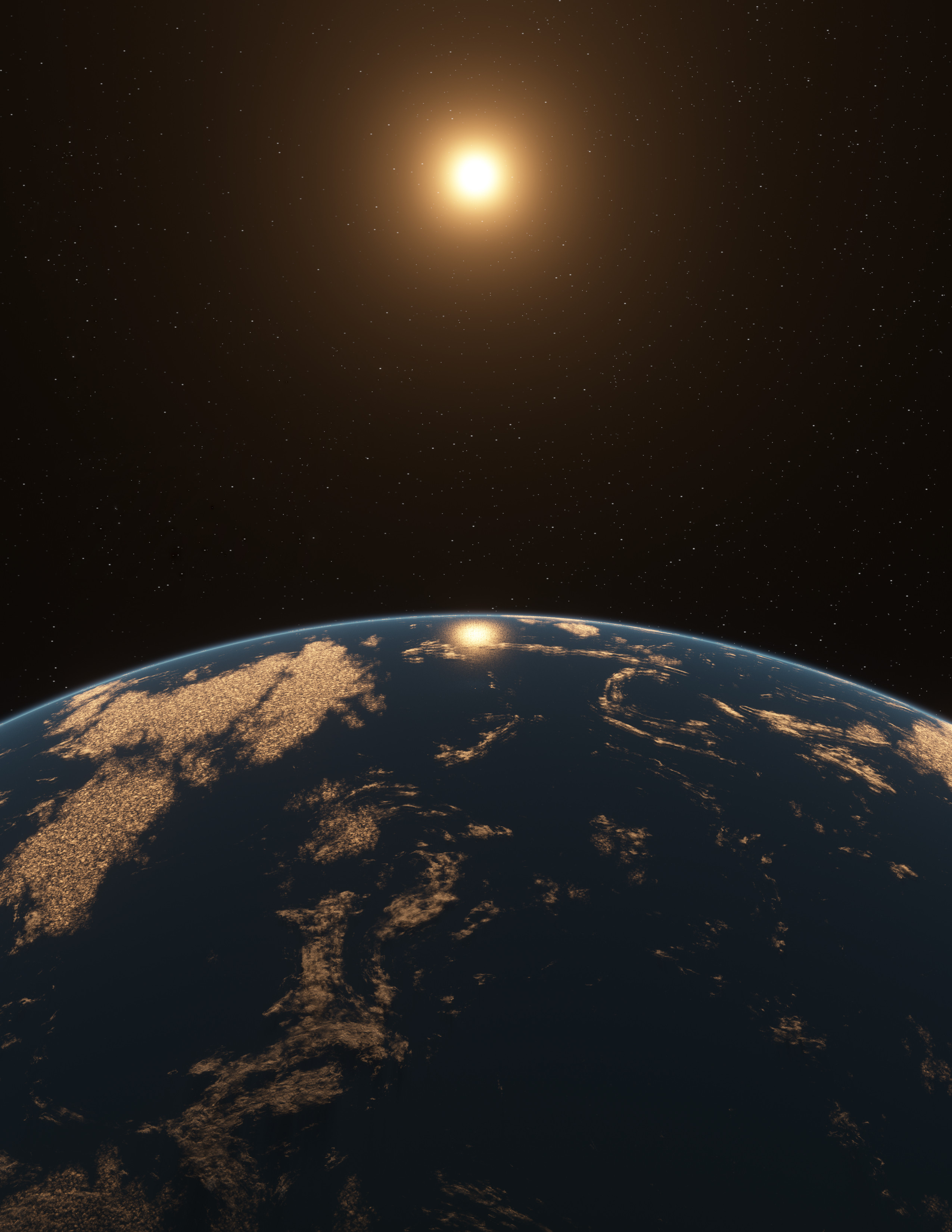 Ocean planet around an M-star. Final image chosen for cover. 