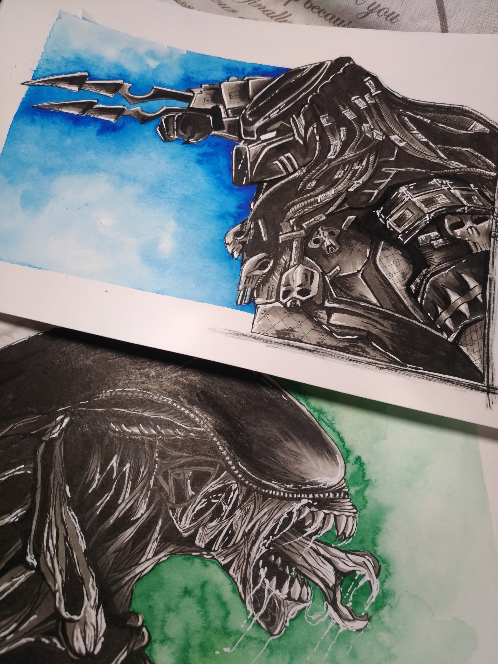 Alien VS Predator by Andrew Huerta, in Royce Viso's Alien VS Predator  Sketches and Commissions Comic Art Gallery Room