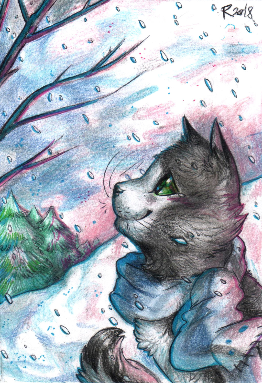 Another Artfight attack! Or better, a revenge! AH! An adorable kitten in the snow... her name is Ovi and belongs to IceGhostWolf.  