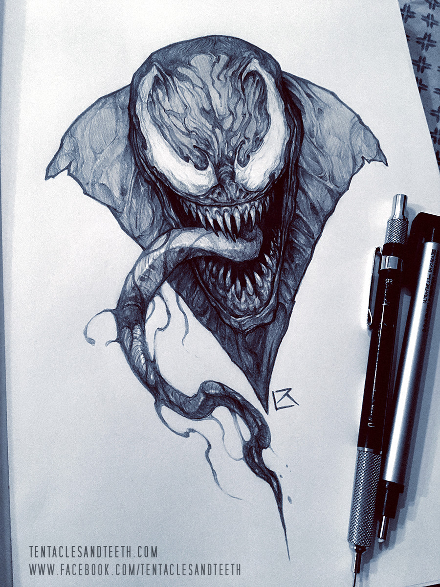 ArtStation - Venom Marvel graphite , charcoal drawing A4