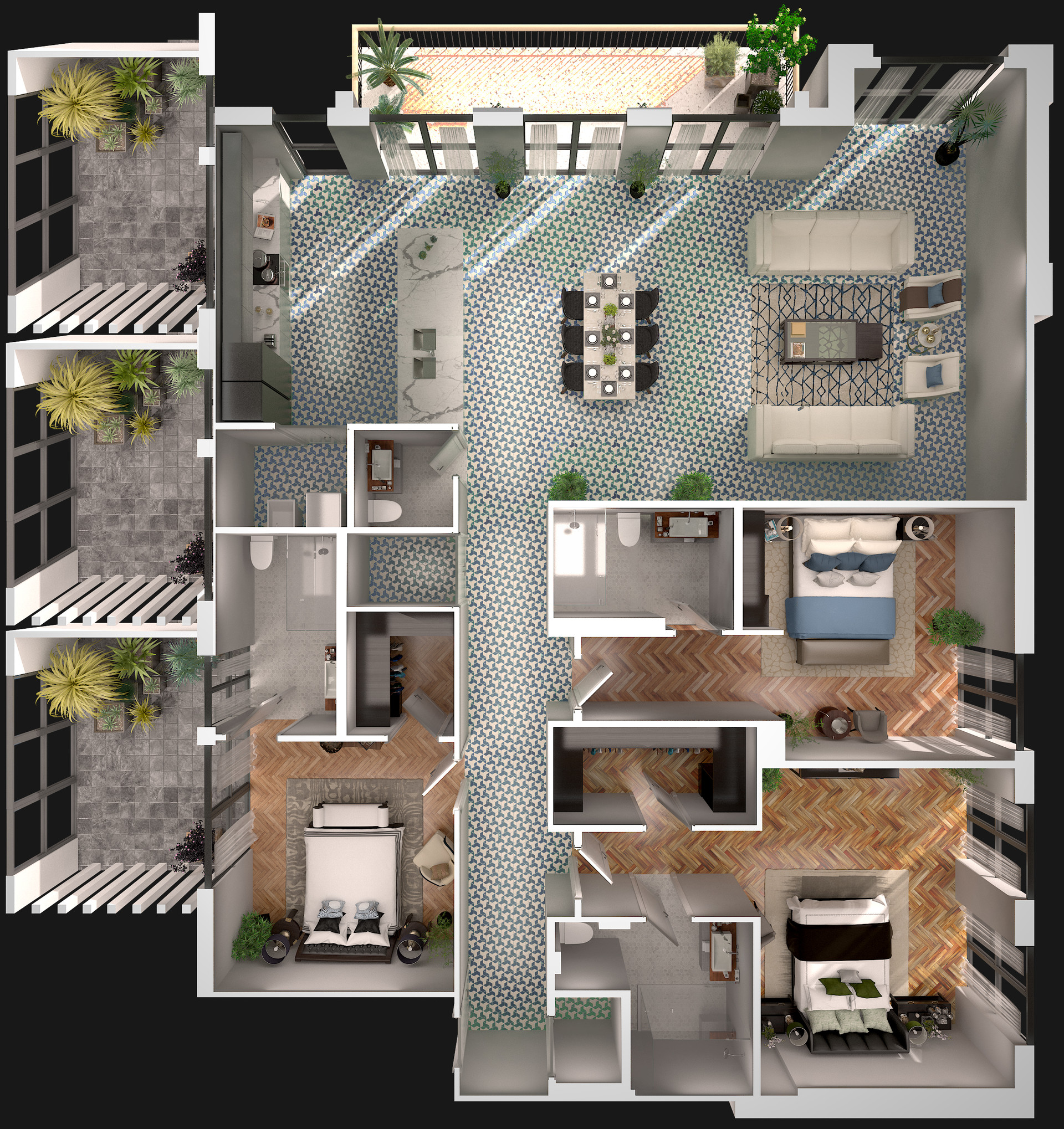 Artstation 3 1 2 Bedroom 3d Floorplan Architectural 3d Apps R3d