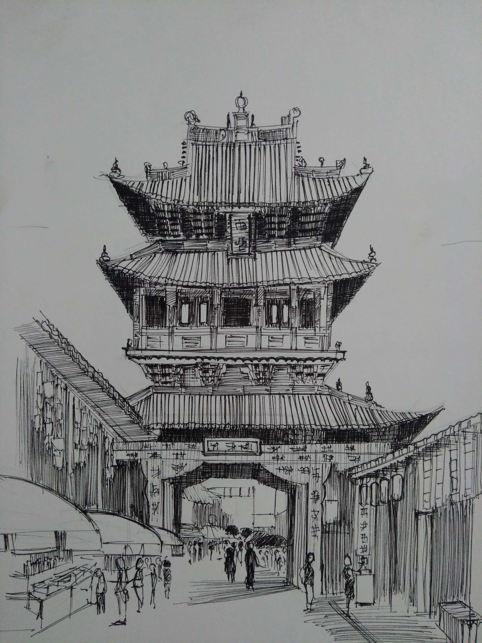 Китайский храм рисунок