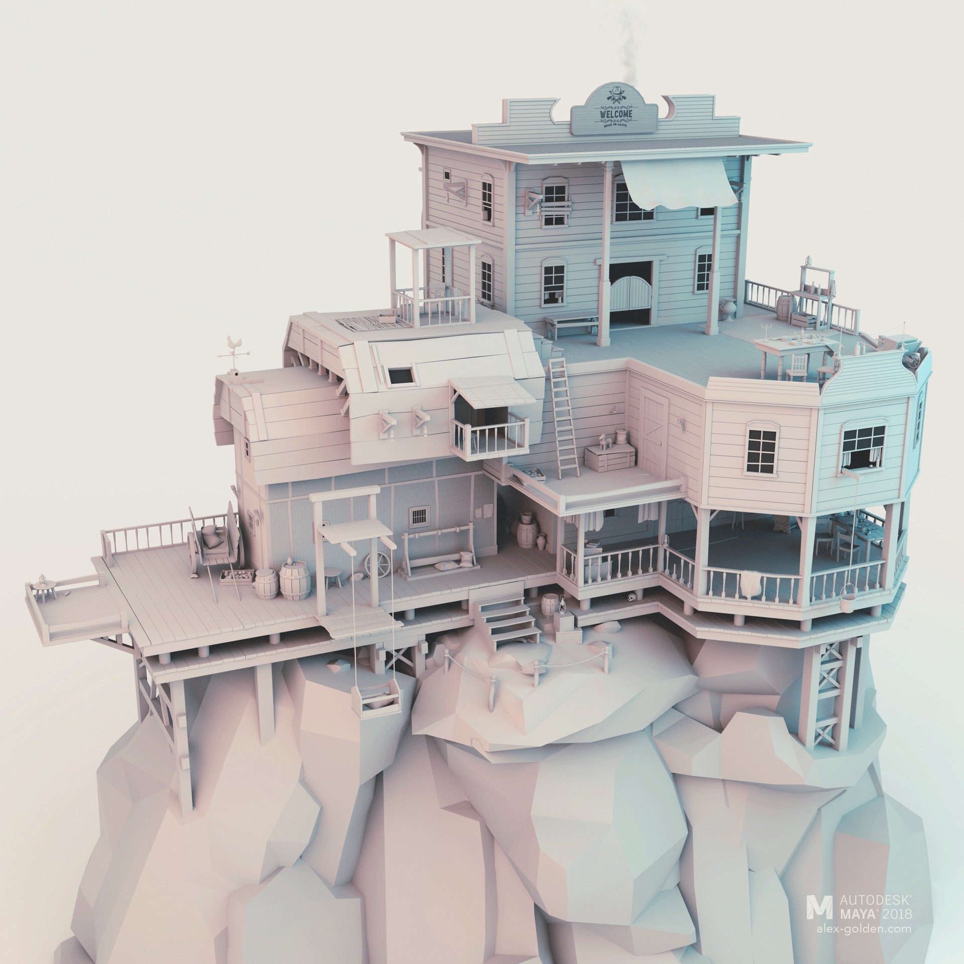 Artstation Low Poly Western Environment Alex Golden