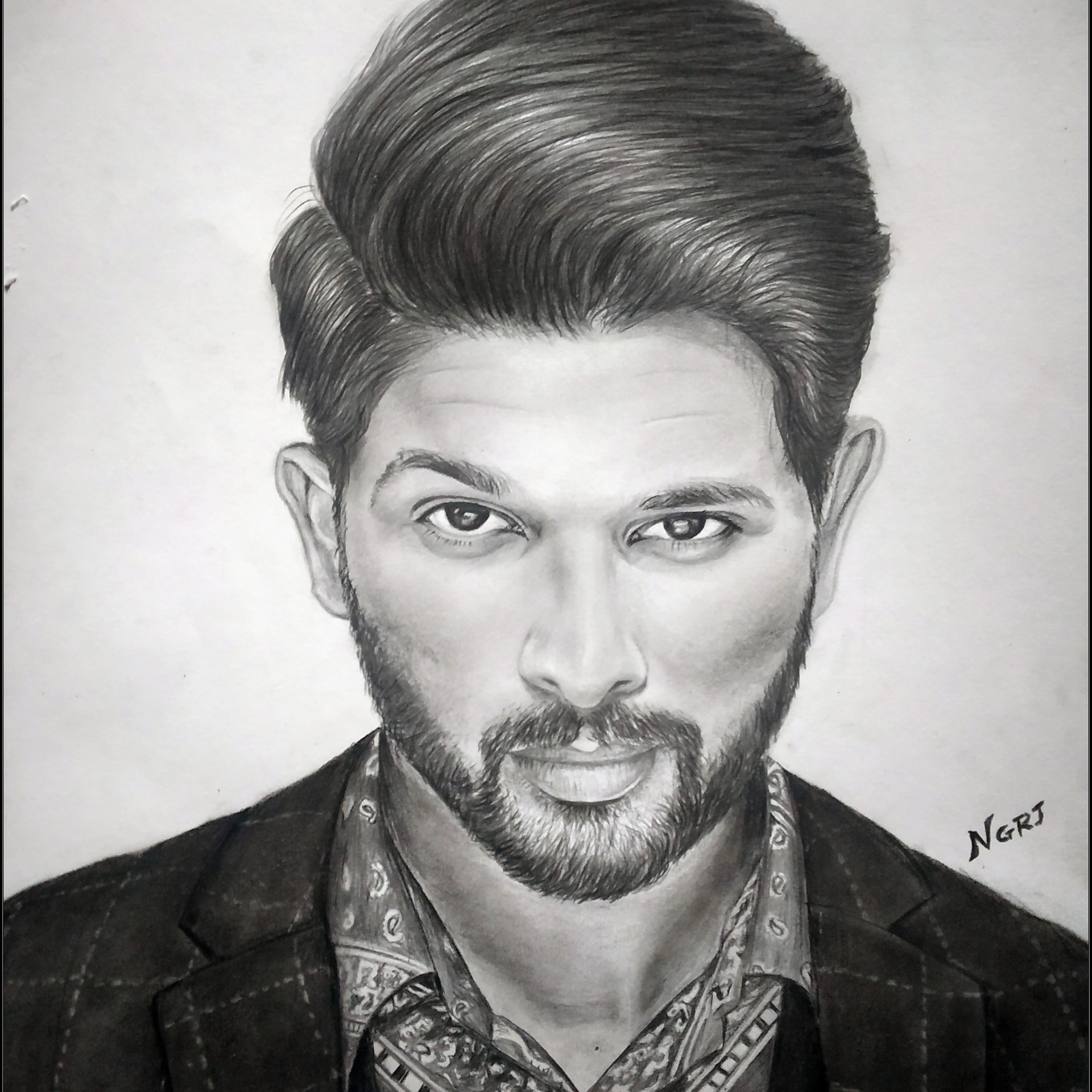 Nagaraj Acharya Charcoal Pencil Sketch