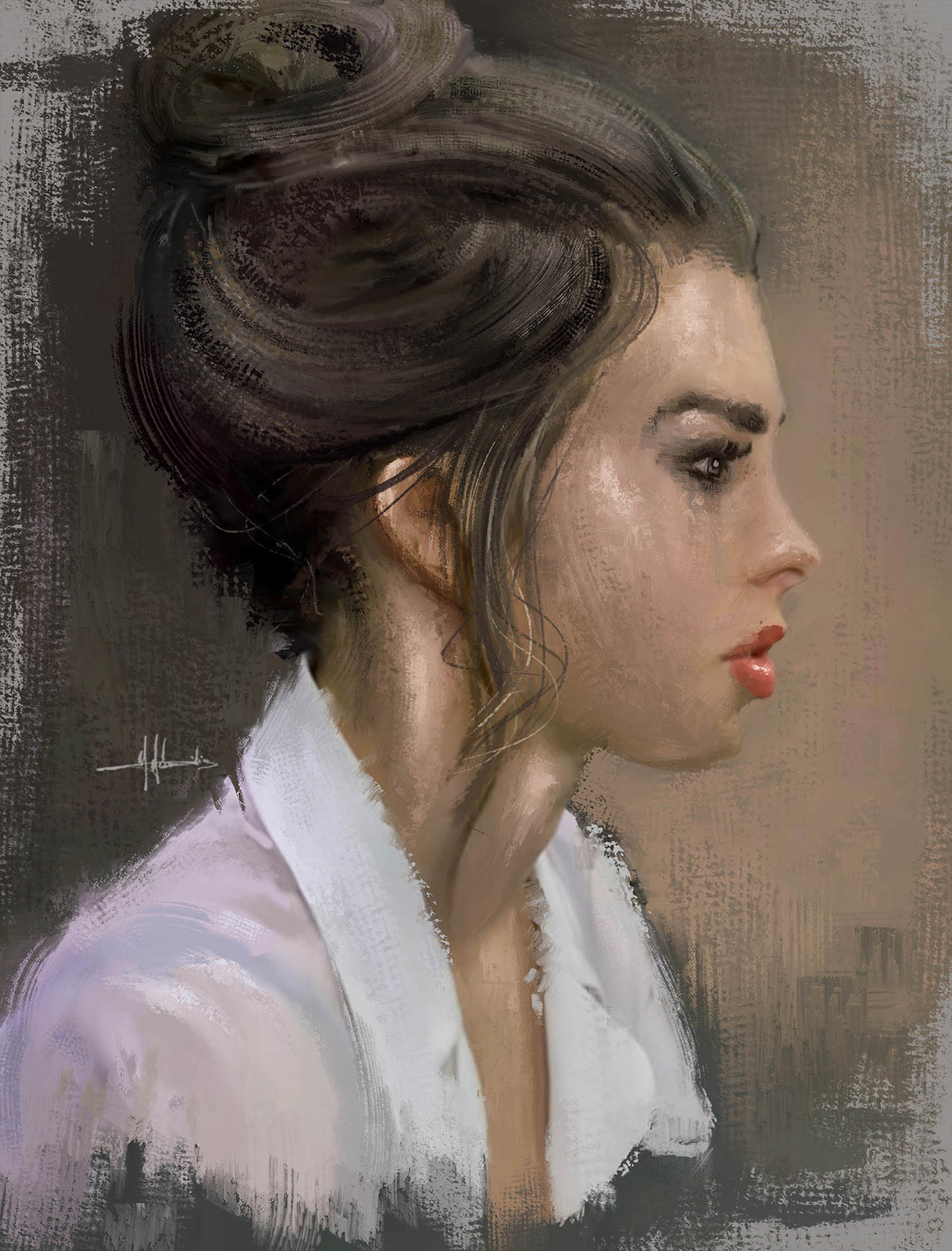 Digital Oil Portrait (Woman Side)