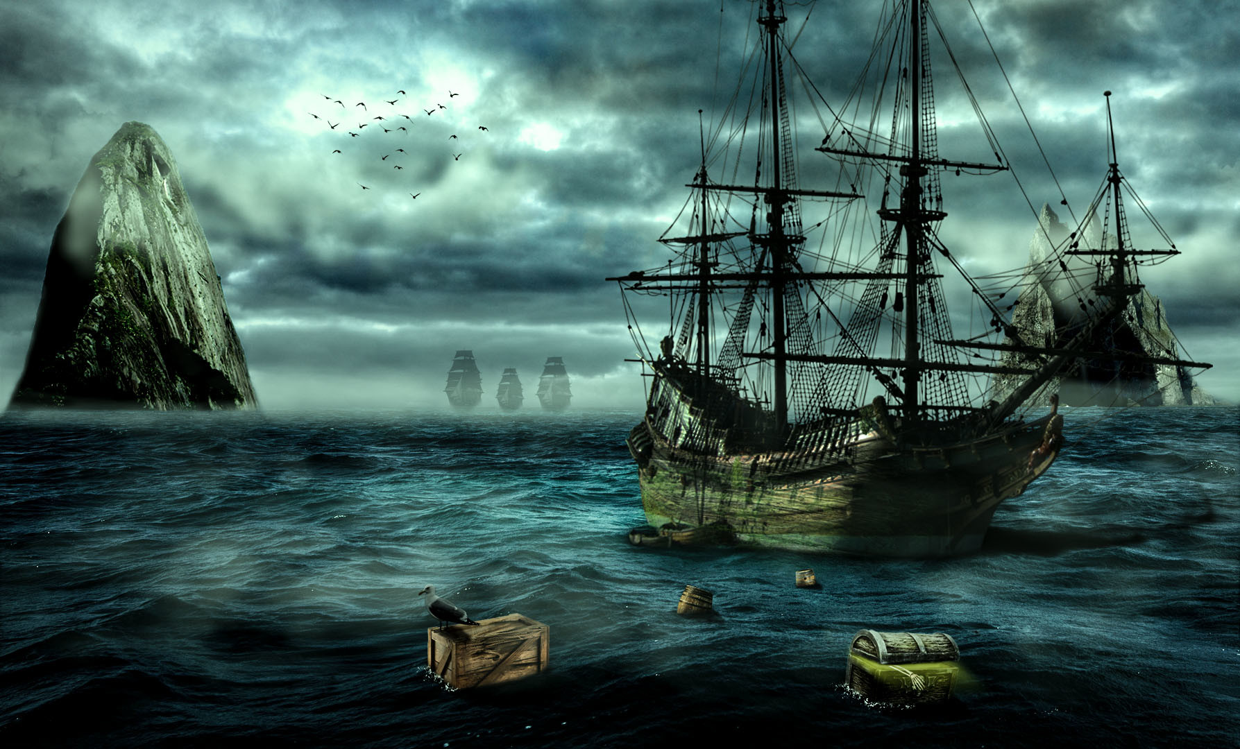 Остров пиратов. Океан пиратов. Пиратский корабль в океане. Пираты фон.