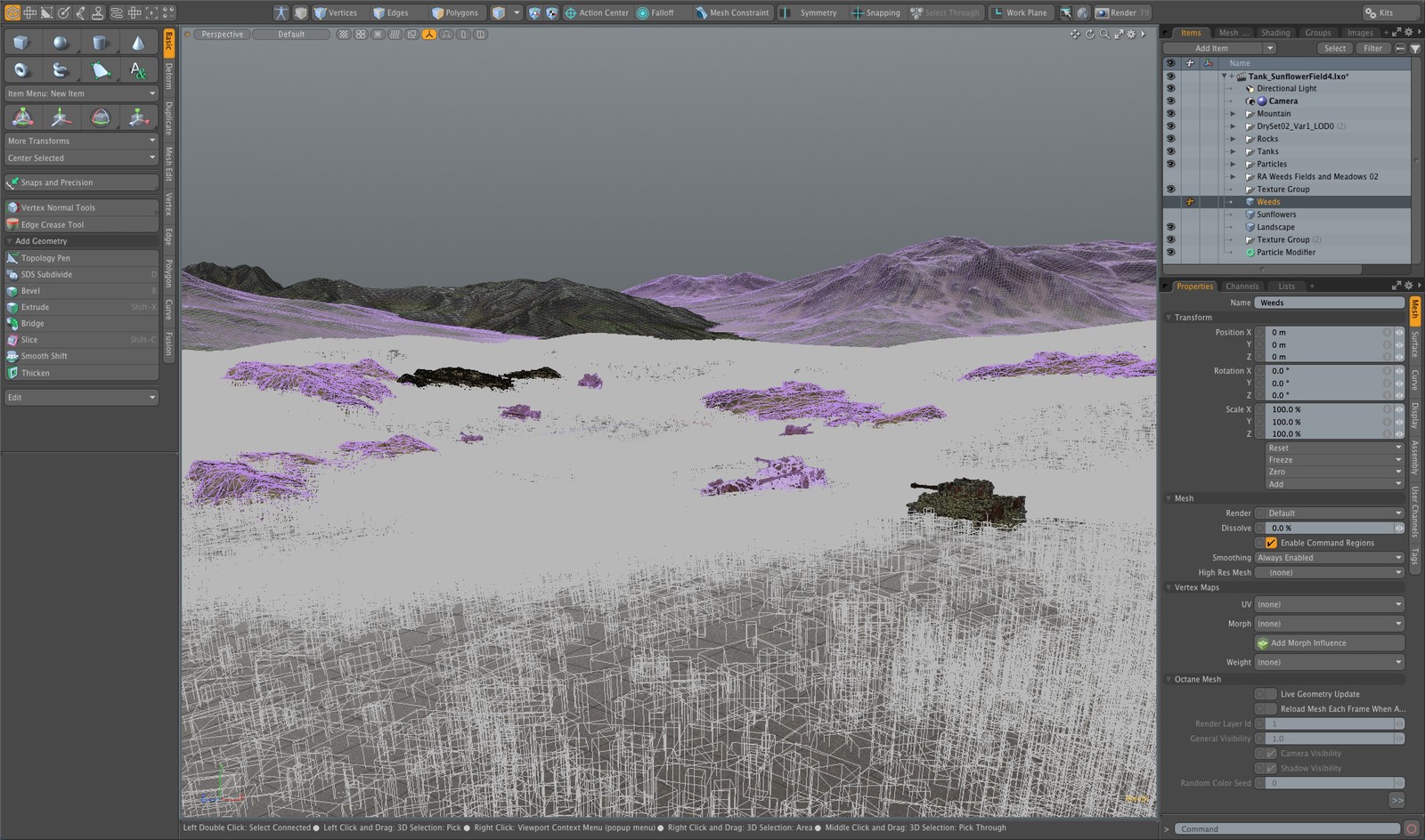 Modo scene. Not really much to see, but it's just a huge number of particle instances (replicators).