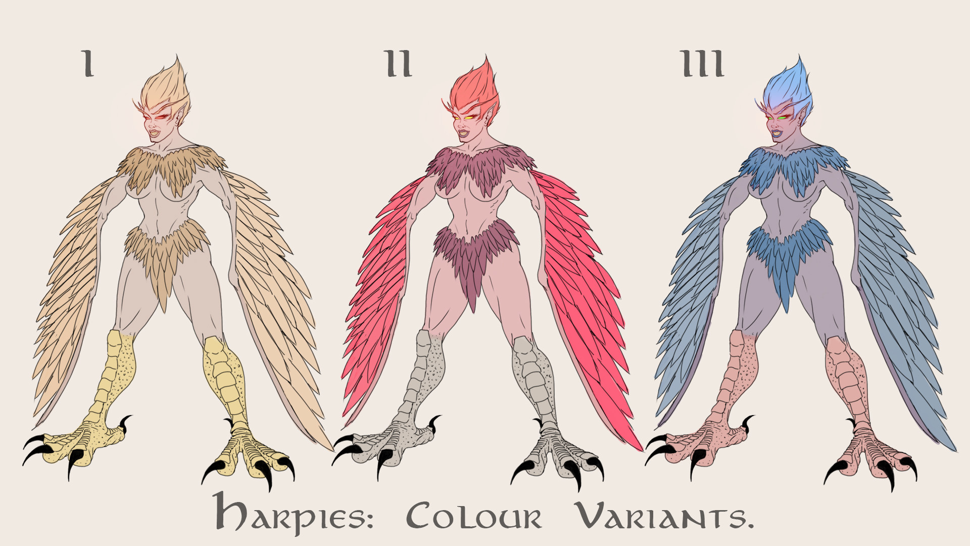 Artstation Harpies Colour Designs Stephen Savage