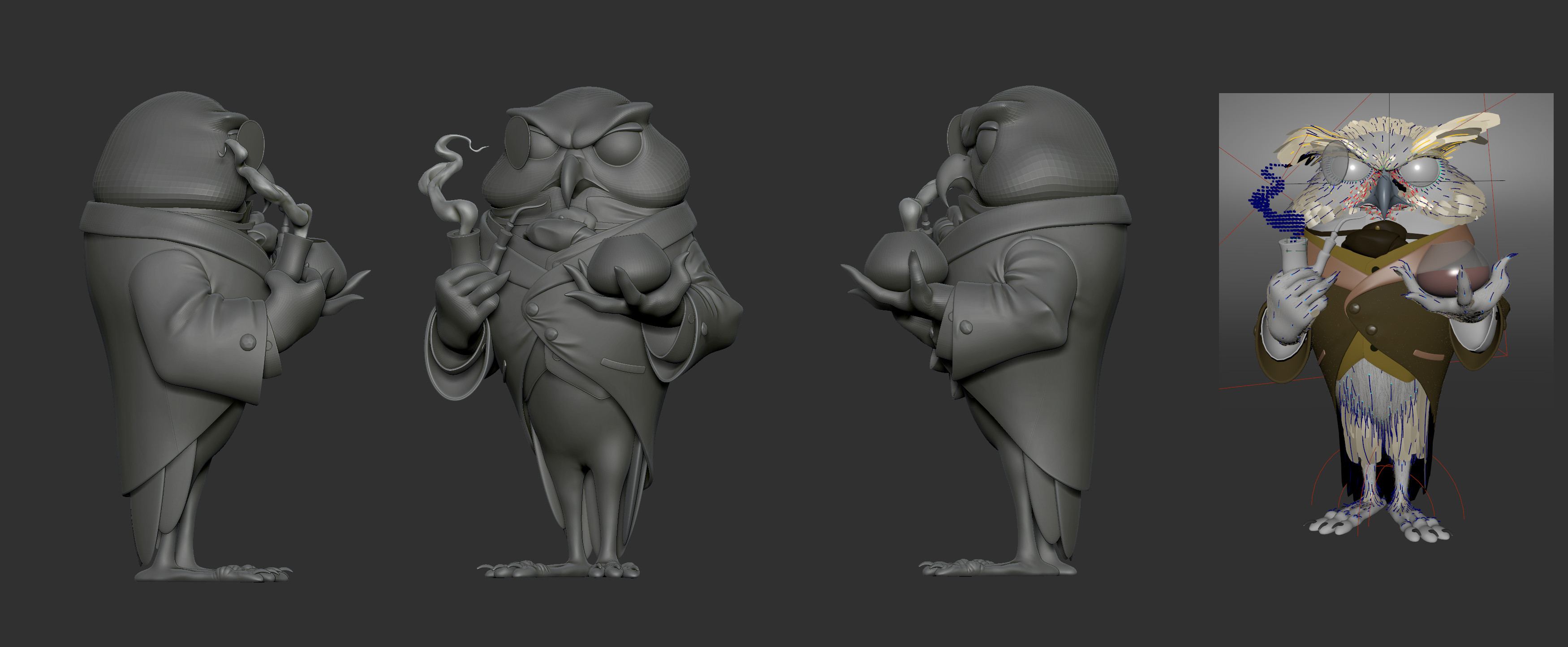 zbrush shots, and the yeti grooms/feathers.