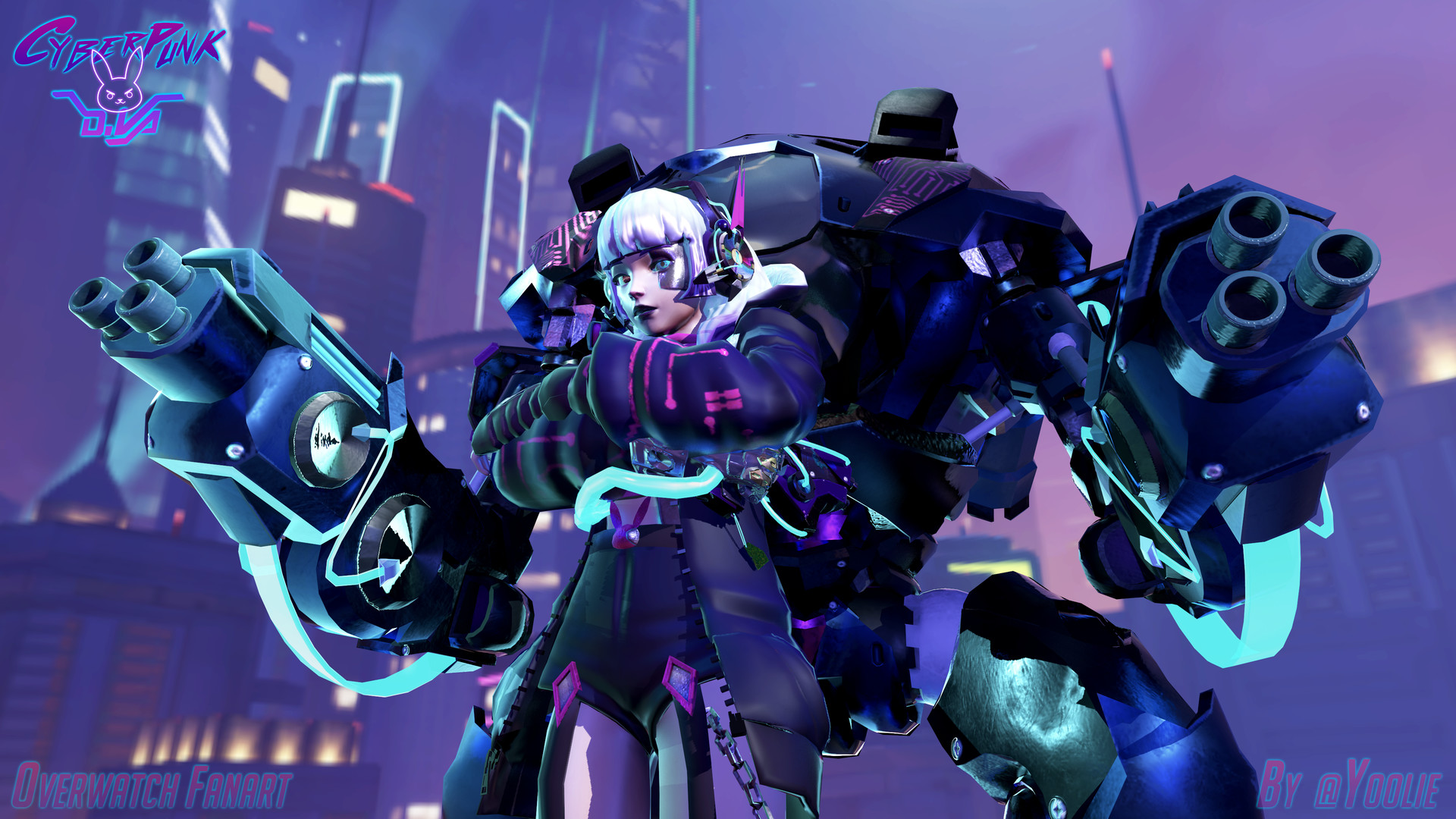 Yoolie - Overwatch Fanart: CyberPunk D.Va Skin
