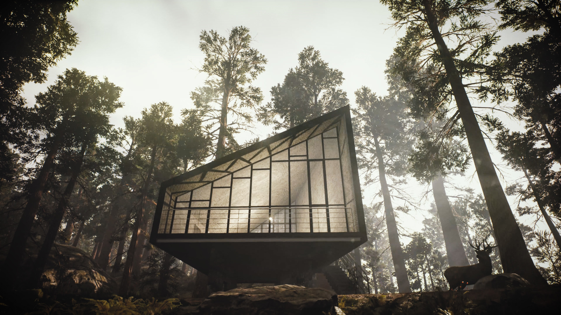 Unreal engine render. Визуализация леса. Дом в лесу игра. Дом для Unreal engine. Стеклянный дом вокруг дерева.