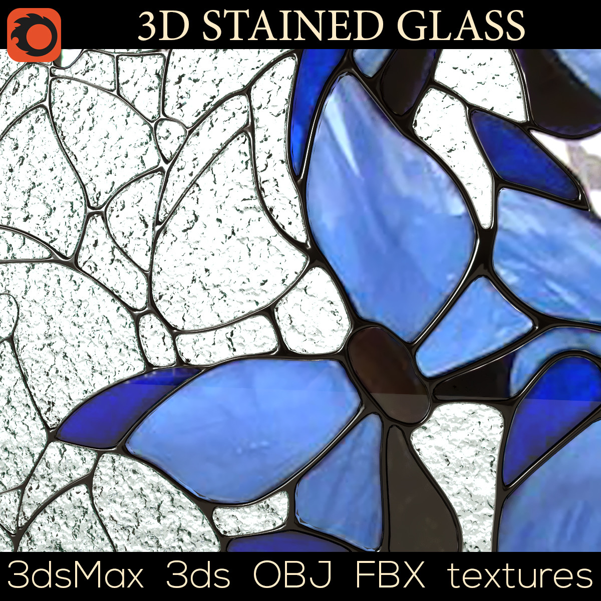 Artstation 3d Model Stained Glass Batterfly 2 Blue Artem Grushin