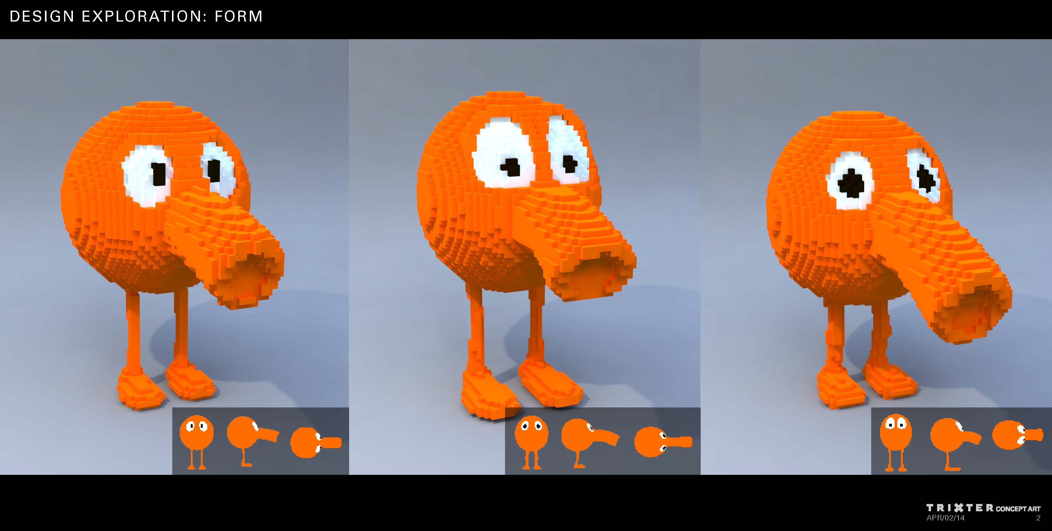 I worked on the 3D adaptation of the character of Q*bert, studying the best way to transpose the character in the movie distinctive style.
